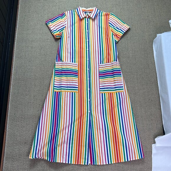 Christopher John Rogers x Target Rainbow Striped Button Down Belted Dress - Picture 2 of 15